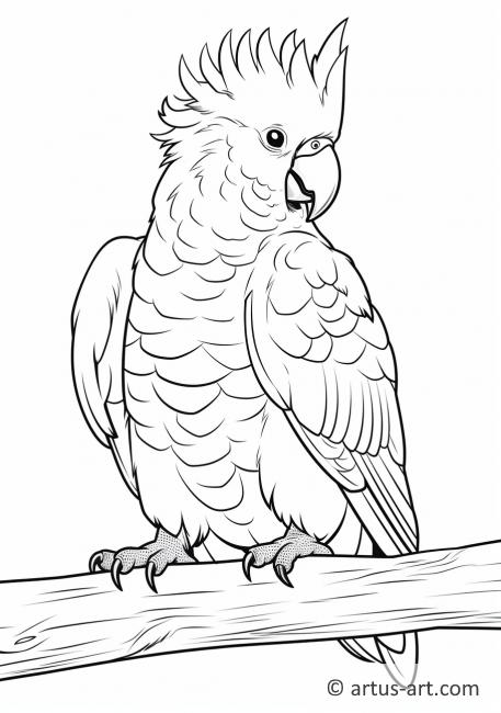 Pagină de colorat cu un cockatoo pentru copii
